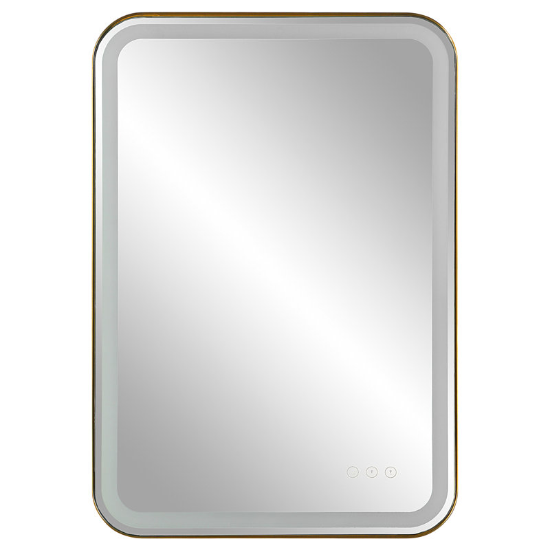 Rectangular Gold Stainless Steel LED Vanity Mirror