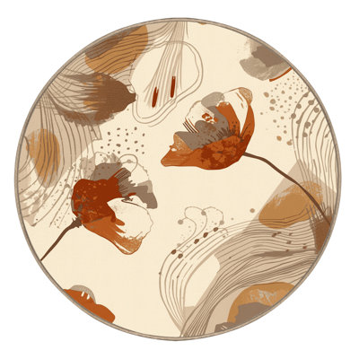 Tapis abstrait moelleux et moelleux à motif abstrait coquelicot Calvin
