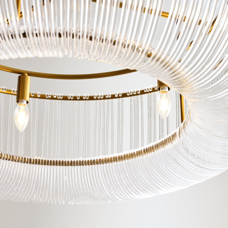 Chapman & Myers Pierce 6 Light Dining Room Pendant With Clear Shade, Burnished Brass, 83.5" H x 42" W x 42" D