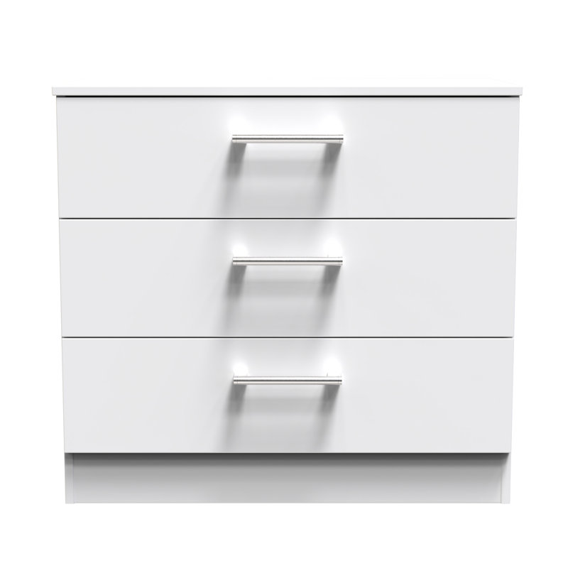 Beraud 74 cm W Chest of 3 Drawers, White