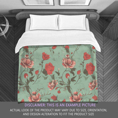 Floral Green/Red Microfiber Comforter