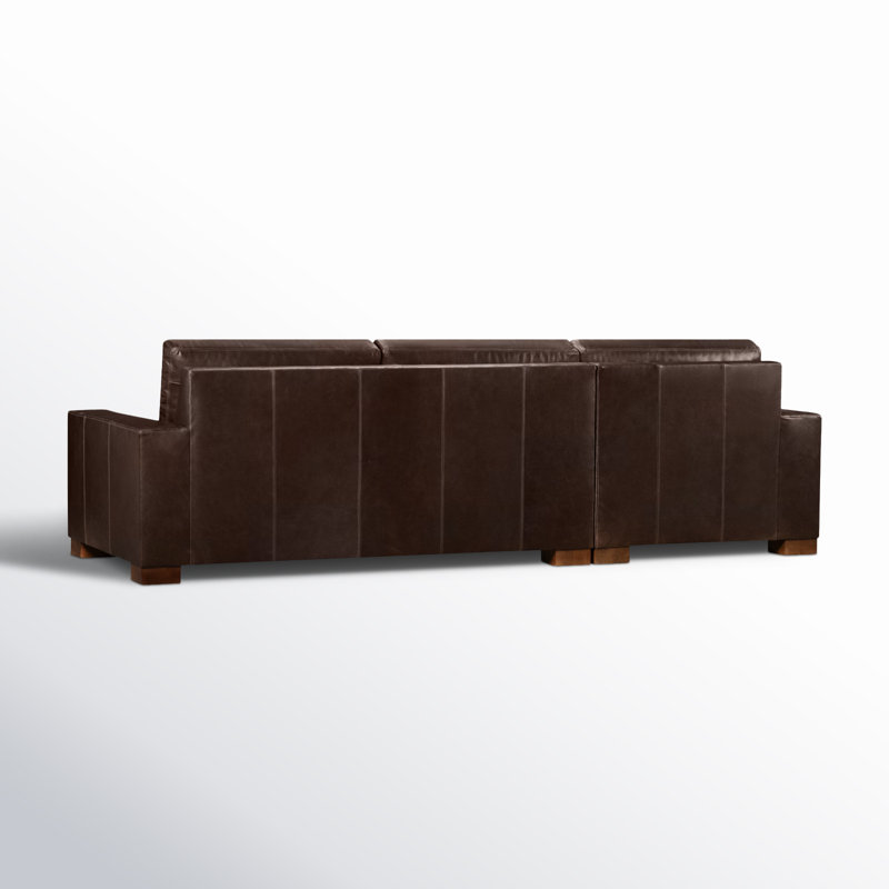 Jonie Genuine Leather 2-Piece Chaise Sectional, Bistro Rustic Genuine Leather, Left Hand Facing