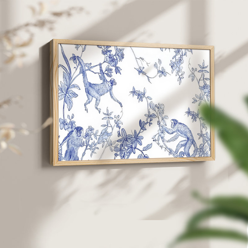«Blue Monkey Land Toile II», reproduction encadrée, H 8 po x l 10 po, Naturel