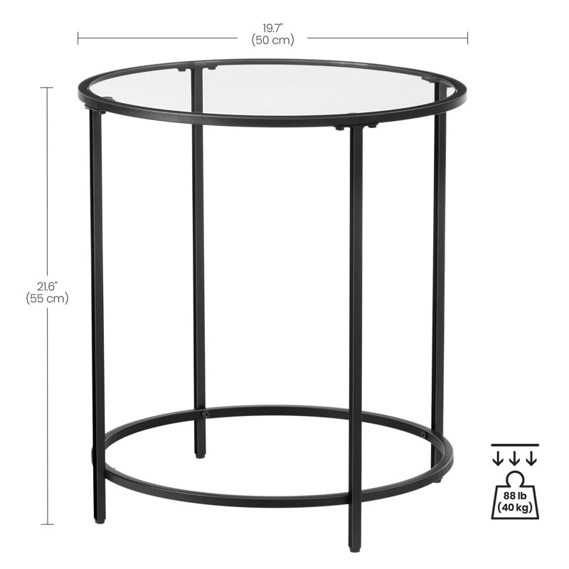Doynton Glass End Table, Black