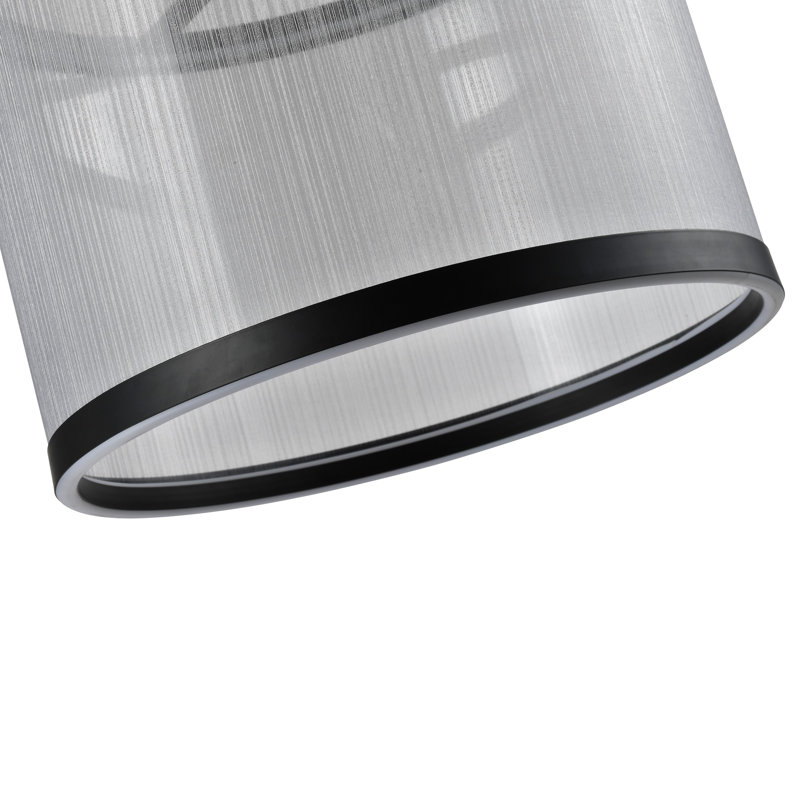 Cora - Luminaire suspendu DEL intégré - Finition noire - Abat-jour argenté, H 58 po x l 17,7 po x P 17,7 po