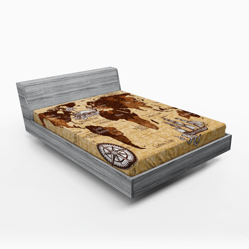 Drap-housse en microfibre Map, Drap-housse de taille double