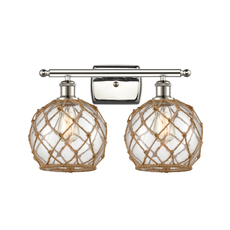 Éclairage pour salle de bain à intensité variable 2 lumières Arriola, Ampoule à DEL rétro de 6 watts, Transparent/brun
