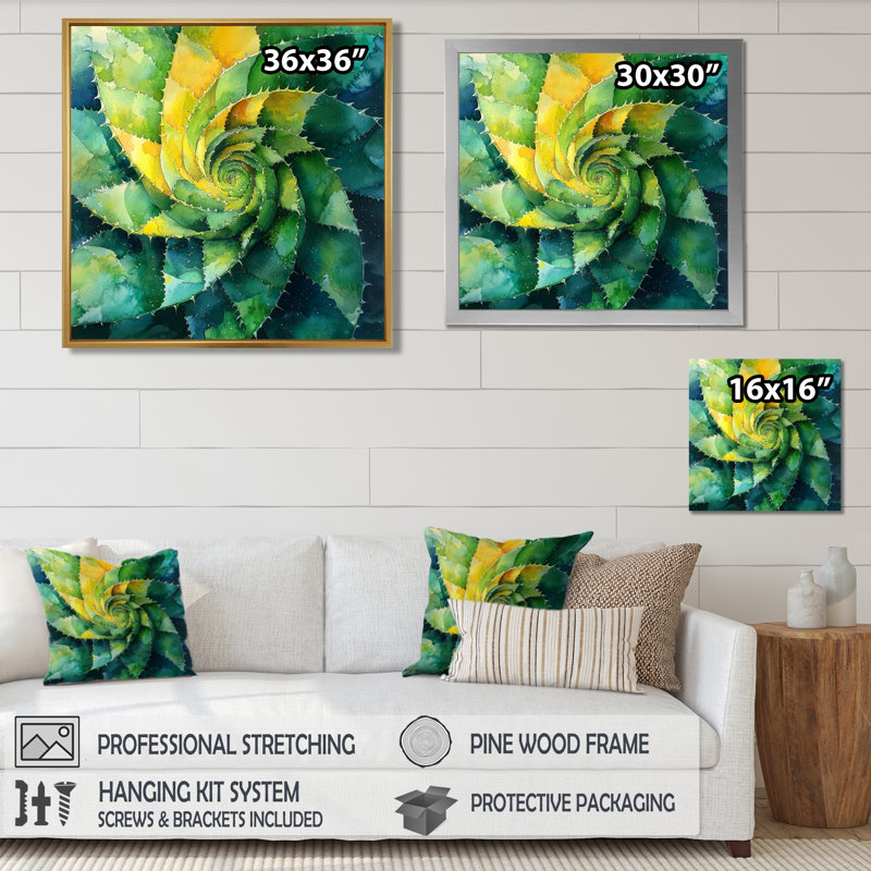 Géométrique, spirale, feuille d'aloès, plante grasse III - plante grasse, H 16 po x l 16 po, Noir, noir, noir, noir
