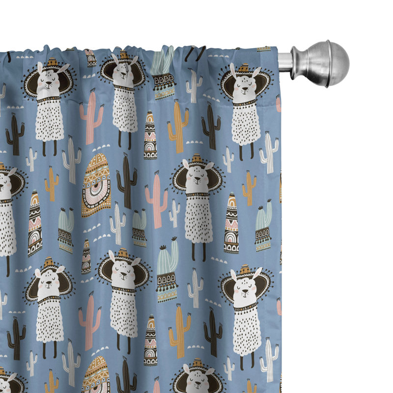 Llama Semi-Sheer Rod Pocket Curtain Panels, 28" x 84"
