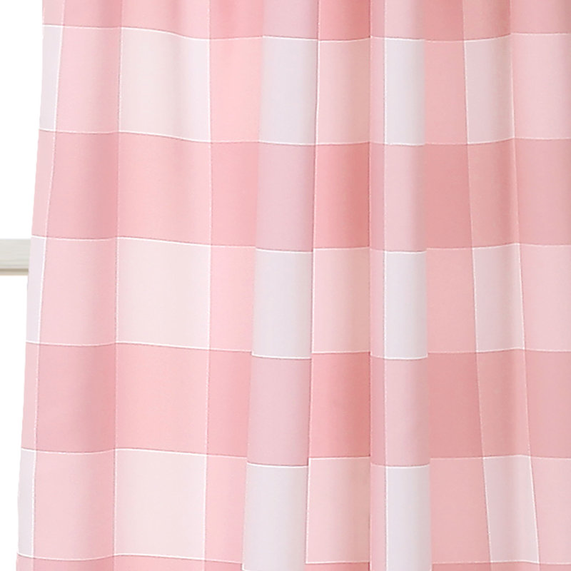 Kelly Checker Room Darkening Curtain Pair, Pink, 52" W x 84" L