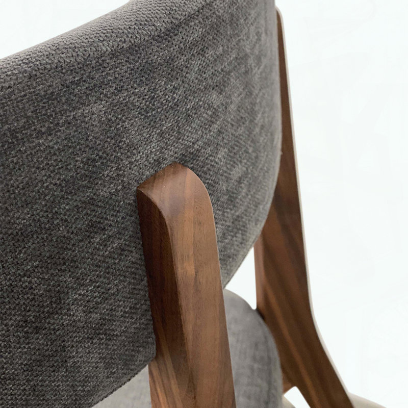 Chaise de salle à manger moderne noyer Mid-Century - tissu gris anthracite