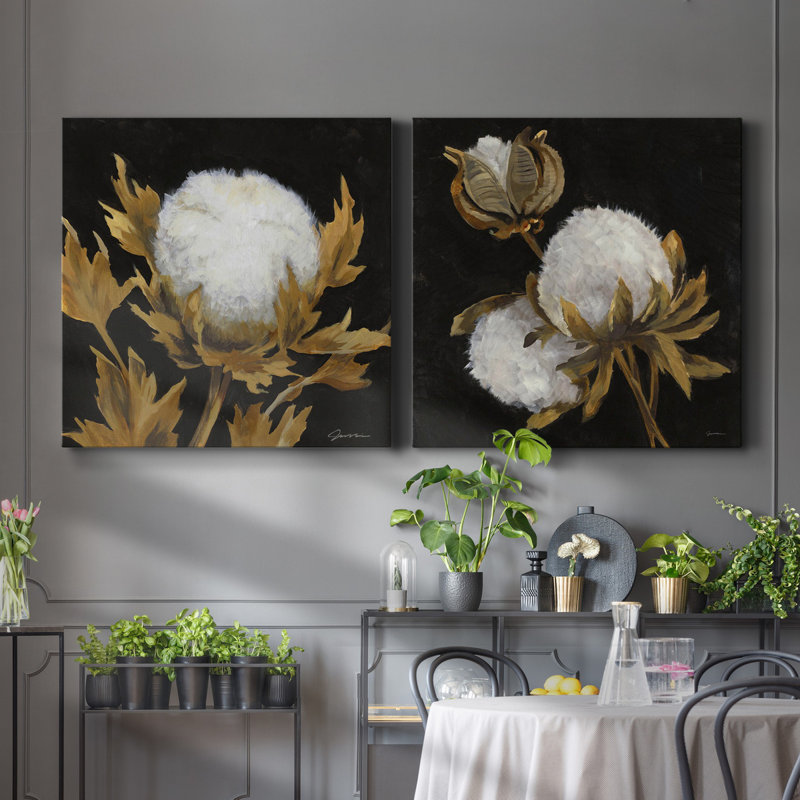 Cotton Balls I - 2 pièces sur toile tendue, H 32 po x l 64 po x P 1 po