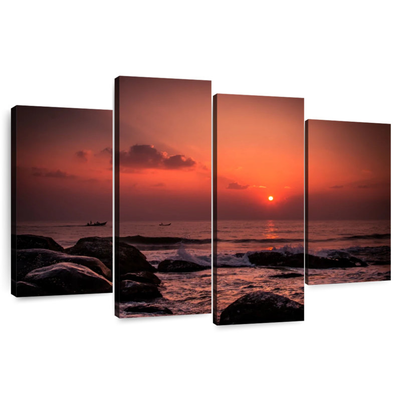 Gillard Rocky Beach Fiery Sunset, 48" H x 75" W