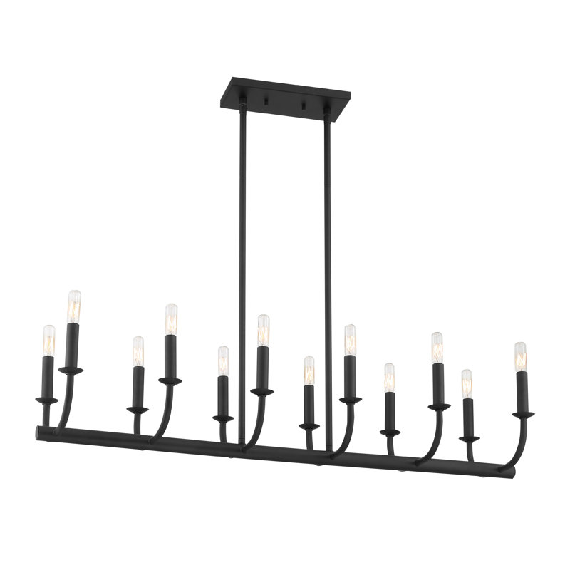 Luminaire suspendu linéaire pour îlot de cuisine l 12 po Gilmour, Noir mat