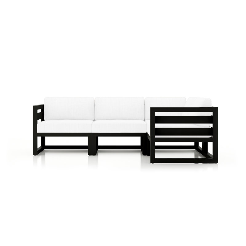 Canapé modulaire d'extérieur avec coussins Sunbrella 94 po Smith, Toile Sunbrella® naturel, Noir