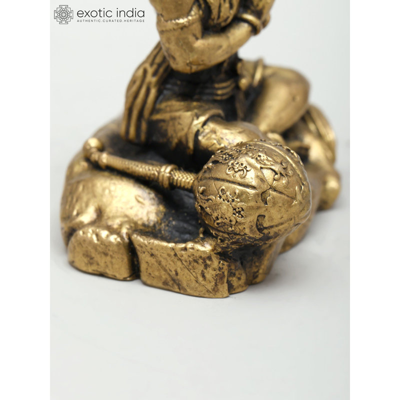 2 Inch Small Meditative Lord Hanuman Brass Statue