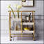 Gold and Washed Serving Cart with 3 Adjustable Trays, Perfect for Entertaining and Dining