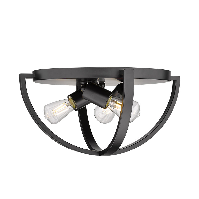 Plafonnier encastré 3 lumières 14,13 po Petitt, Noir mat