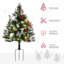 Arbre de Noël artificiel pré-éclairé 2,5 pi avec 2 branches 2,5 pi / 30 po, 70 lumières DEL blanc chaud, baies rouges, pommes de pin, boules, vert