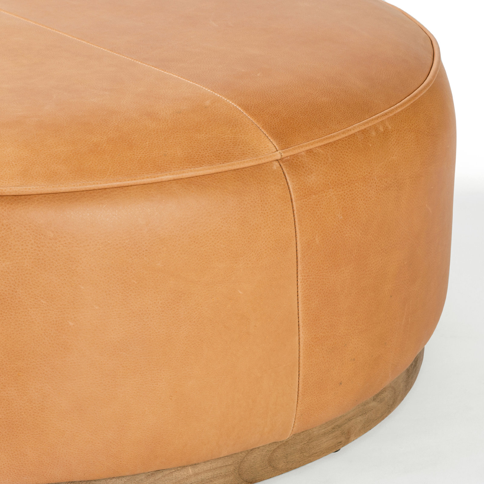 Clarksdale Upholstered Ottoman, Palermo Butterscotch Genuine Leather, Distressed Natural