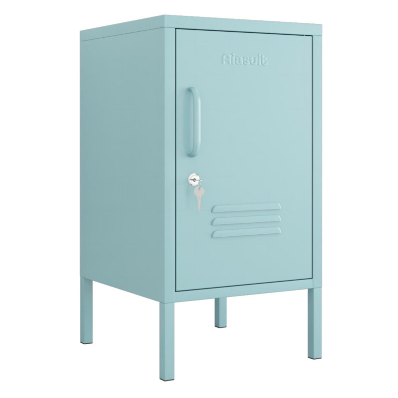 Table de bout à une porte verrouillable en métal, armoire de rangement moderne à hauteur réglable, table multifonctionnelle en acier laminé à froid