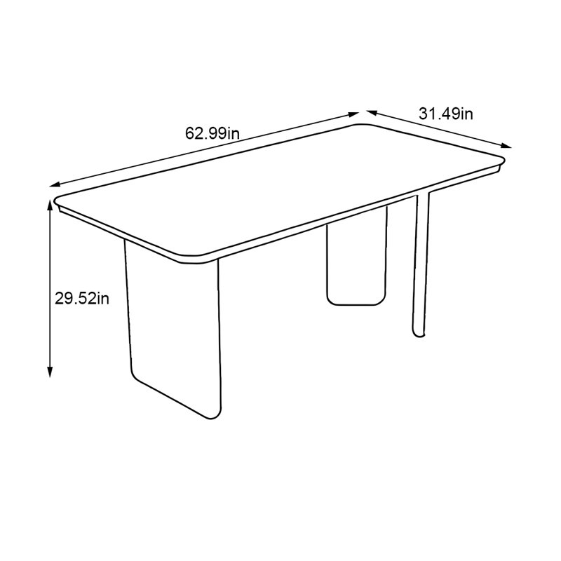 Rectangular solid wood rock plate dining table, 29.52"H x 62.99"L x 31.49"W