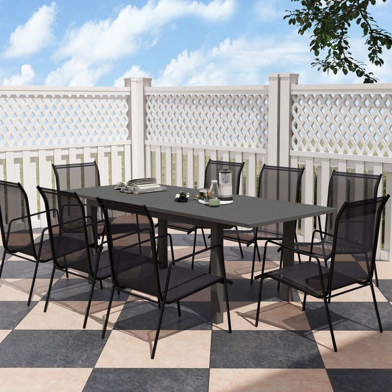 Rectangular Metal Outdoor Dining Table , 220cm W 90cm D