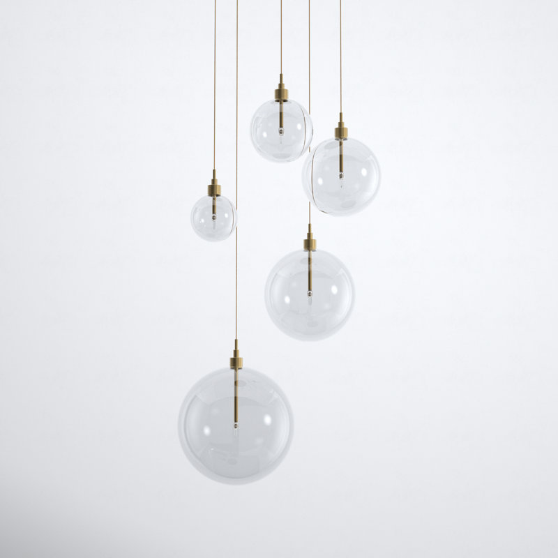 Jensi 5-Light Chandelier in Natural Brass, Natural Brass