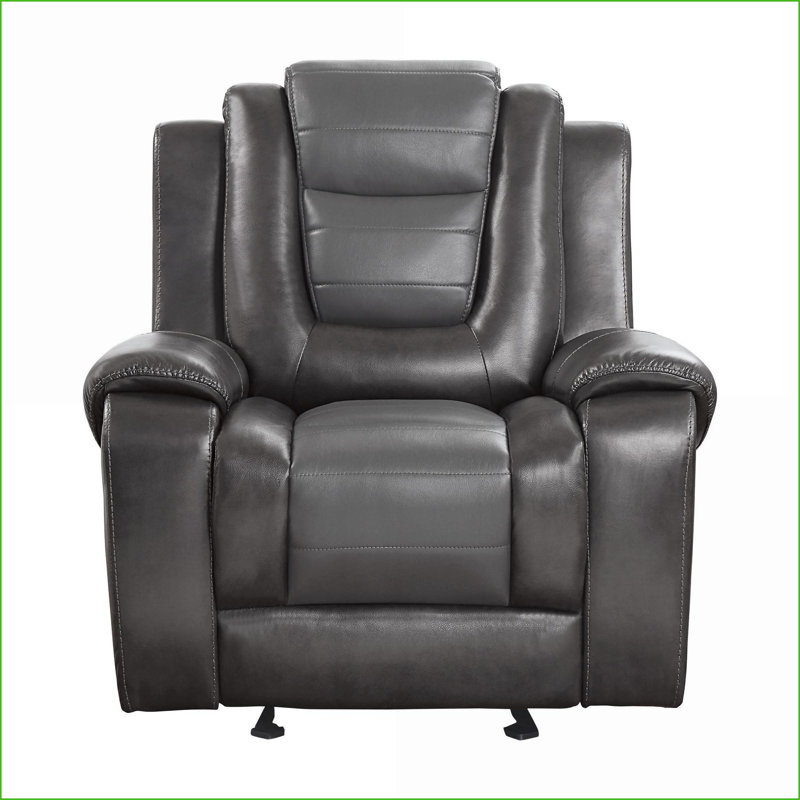 Fauteuil inclinable, inclinable et moderne en similicuir gris de qualité supérieure | Gris foncé | Bois massif