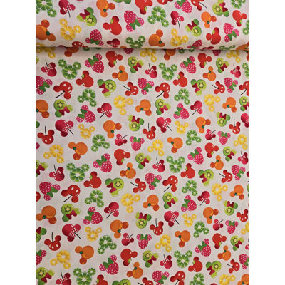 Springs Creative Disney Mickey Mouse & Friends Mickey And Minnie Fruits, 43/44 Wide Multicolor 100% Cotton Fabric Sold By The Yard