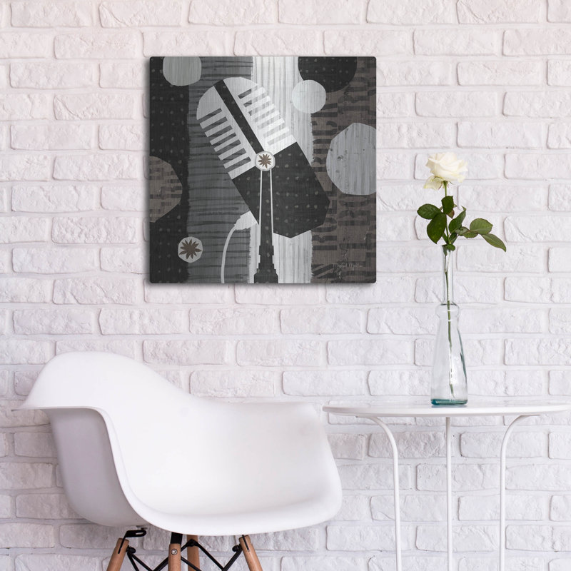 «Rock N Roll Mic Neutral» par Michael Mullan, art mural en métal, H 24 po x l 24 po