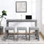 Table de petit-déjeuner industrielle avec prise électrique, ensemble de 4 pièces pour cuisine et salon - Sièges ergonomiques aspect bois, coin repas avec prises électriques, chaises de bar grises en mousse à mémoire de forme