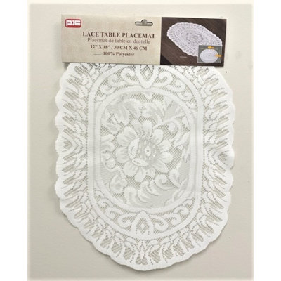 (12 x 18 po) napperon en dentelle - blanc