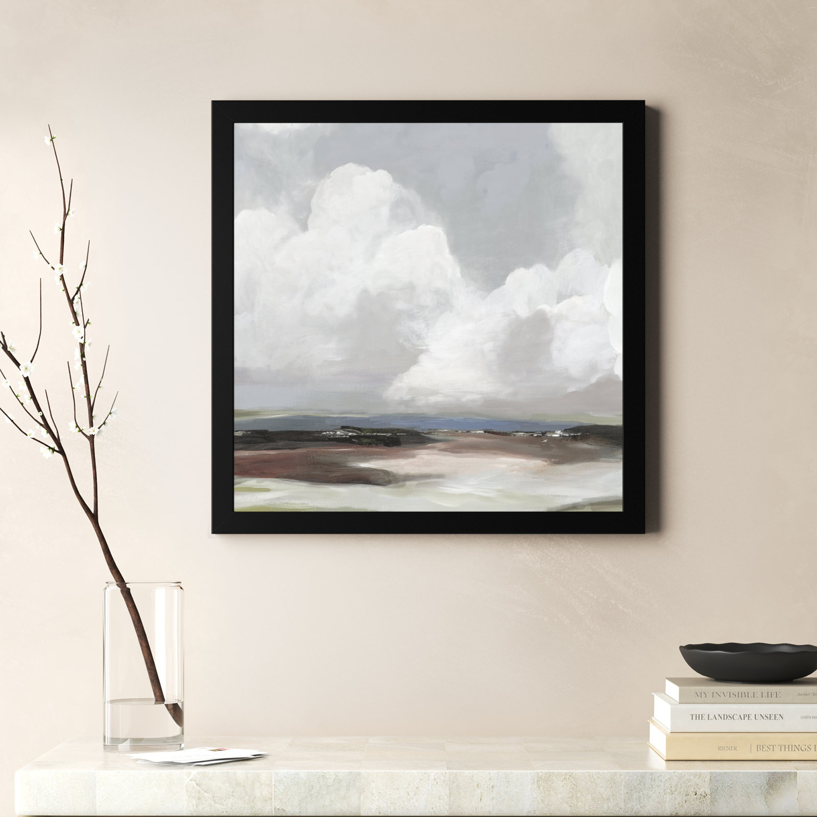 Avron "Morning Air" Painting, 24.5" H x 24.5" W x 1.12" D, Black Framed