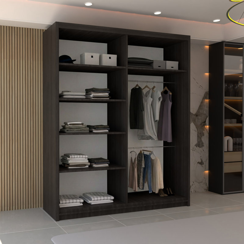 Elegent Carino Sliding Door Wardrobe with Mirror – Space-Saving Bedroom Storage in 6 Sizes & 6 Colours, Wenge