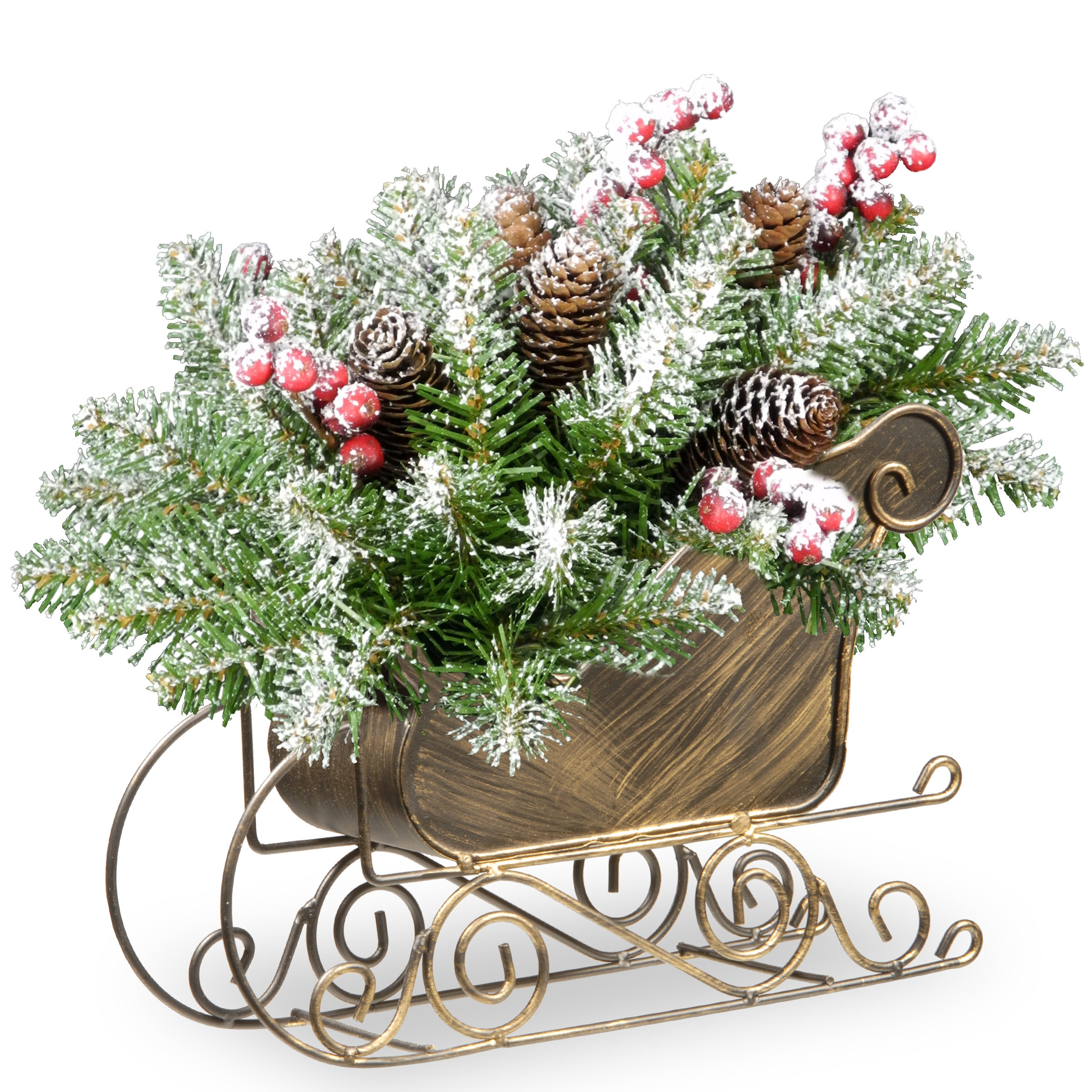 The Holiday Aisle® 10 in. Dunhill Fir Sleigh Centerpiece & Reviews | Wayfair