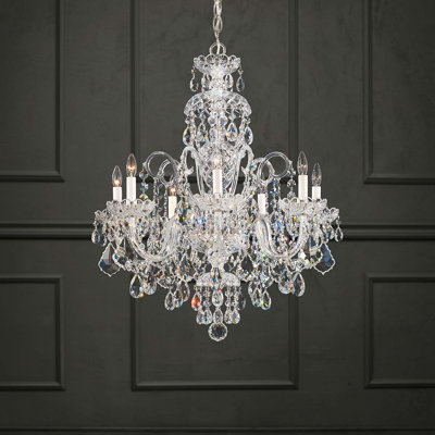 Olde World 7 Light 25in x 31in Chandelier in Polished Gold with Clear Heritage Handcut Crystals