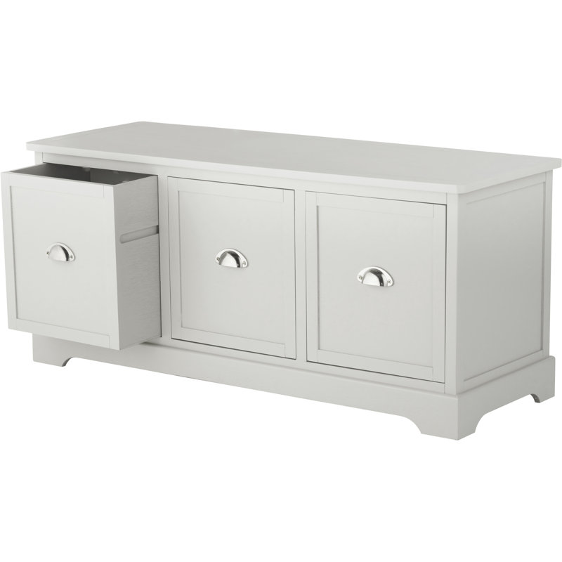 107cm W 3 - Drawer Chest of Drawers, Airy Linen/Silver