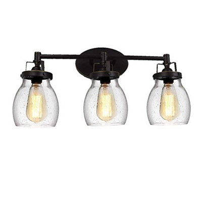 Locust Grove 3-Light Bubble Glass Vanity Lamp Mounted UP and Down