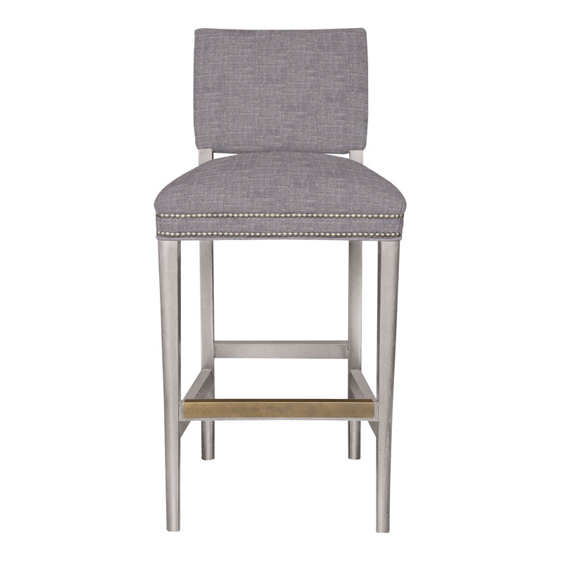 Newton By Michael Weiss Upholstered Stool with Solid Wood Frame, Yes, Nomad Slate Crypton® Chenille, Dove Gray