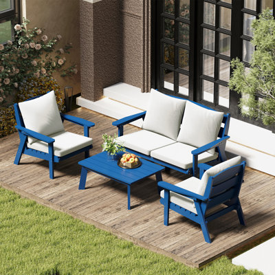 Canapé d'extérieur Hdpe, ensemble de 2 chaises avec coussins