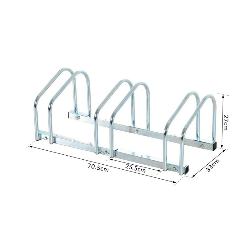 Aliaga Bike Parking Rack Bicycle Locking Storage Stand for 3 Cycling Silver