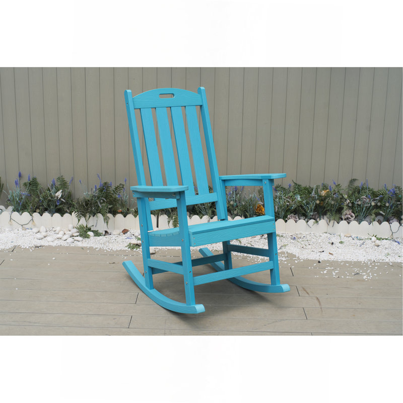 Rocking Chair Navy Blue Color, Suitable For All Seasons: Outdoor Lounge Chair, Made Of Sturdy HIPS Material, Equipped With 304 Stainless Steel Accessories.