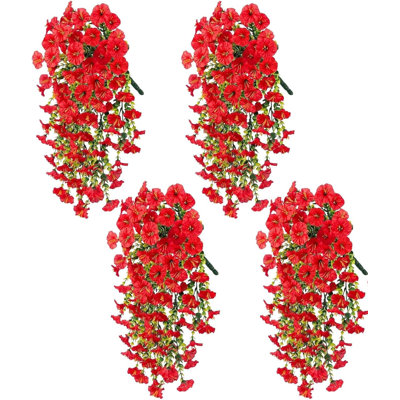 Kondieu Fleurs artificielles pour la décoration intérieure Fleurs artificielles pour l'extérieur Résistant aux rayons UV du matin Matins Gloires Fleurs Vignes Fleur à l'extérieur Décroissement pour le porche de mariage Patio Balcon Jardinière Jardin