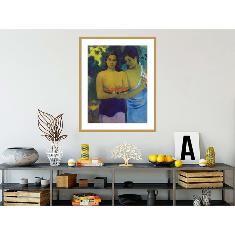 «Two Tahitian Women» par Paul Gauguin - Estampe numérique encadrée, H 41,31 po x l 33,5 po