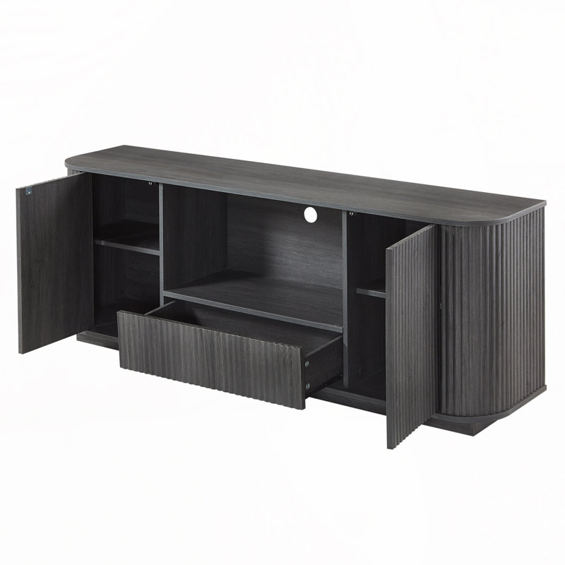 Armoire de rangement Wavy Design avec 2 portes et 1 tiroir, Noir