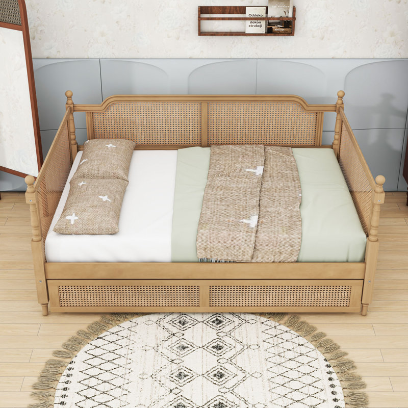 Wood Daybed with 2 Storage Drawers, Full/Double, Antique Walnut