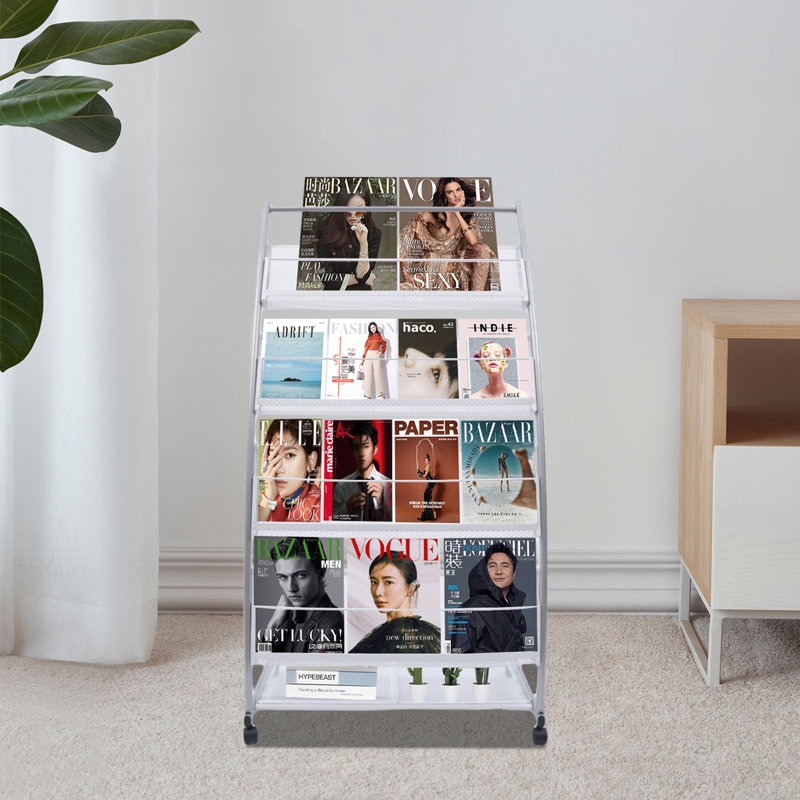 Simlai 44" H 4 Tier Free Standing Magazine Rack with Casters