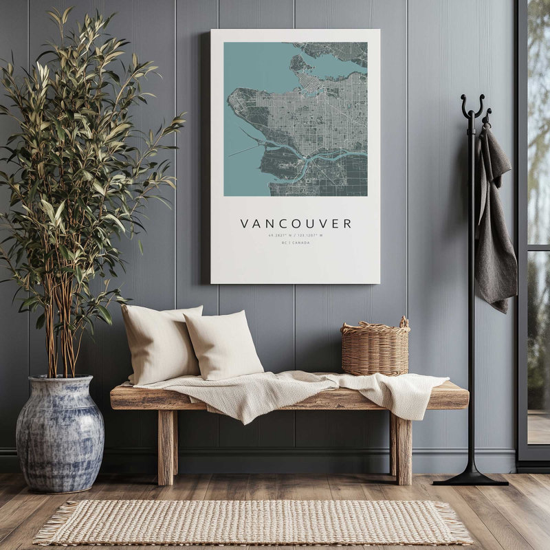 Vancouver Street Map, reproduction d'art sur toile, 32 po x 48 po, Toile tendue