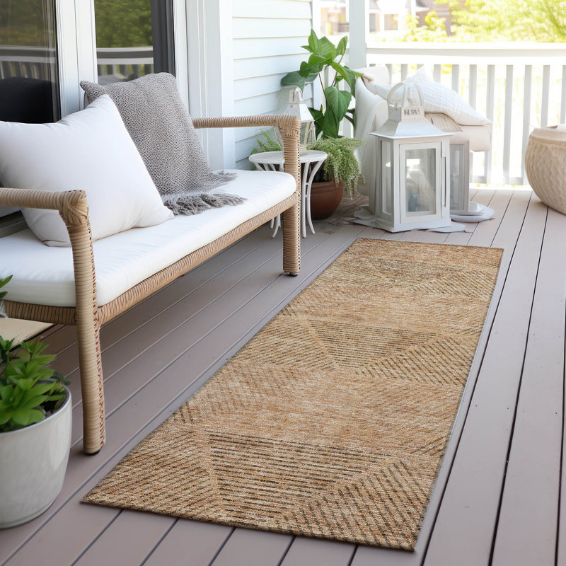 Tapis intérieur / extérieur en polyester tissé à la machine Malchow, Tapis de couloir 2 pi 3 po x 7 pi 6 po